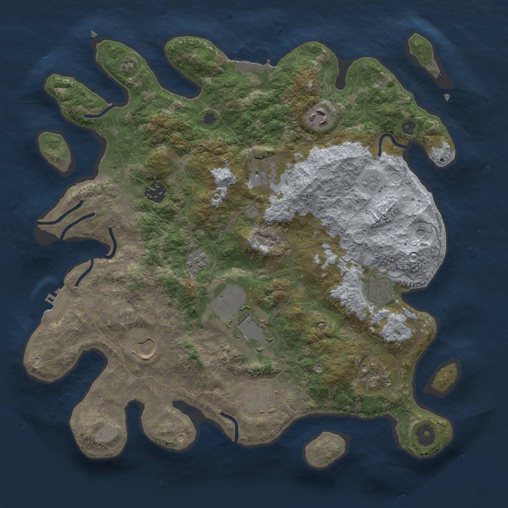Rust Map: Procedural Map, Size: 3700, Seed: 834670, 16 Monuments