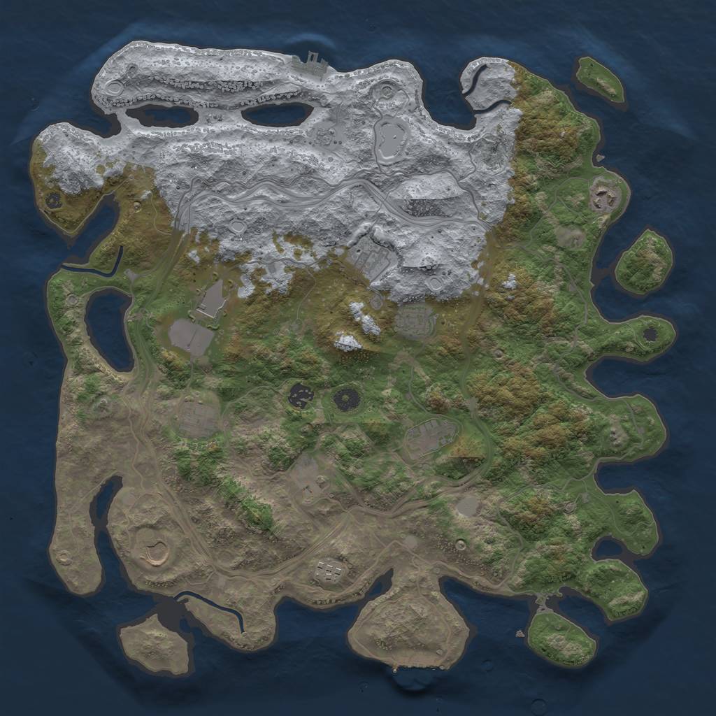 Rust Map: Procedural Map, Size: 4400, Seed: 2011708476, 17 Monuments