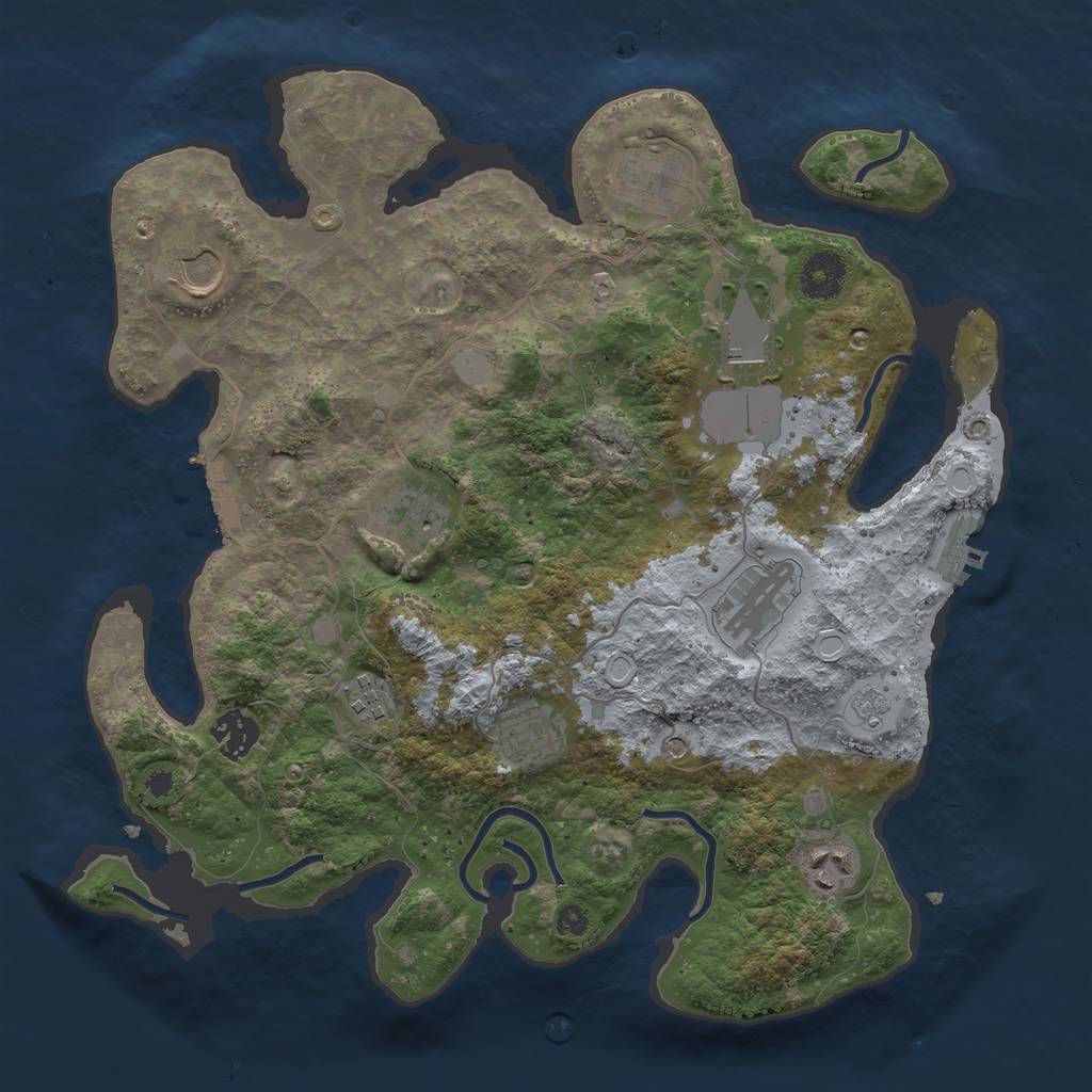 Rust Map: Procedural Map, Size: 3500, Seed: 912647895, 16 Monuments