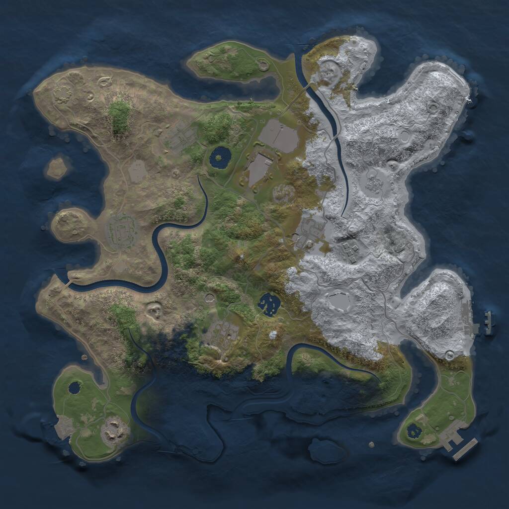 Rust Map: Procedural Map, Size: 3500, Seed: 182002777, 14 Monuments
