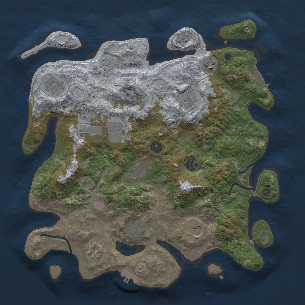 Rust Map: Procedural Map, Size: 3800, Seed: 524393, 17 Monuments