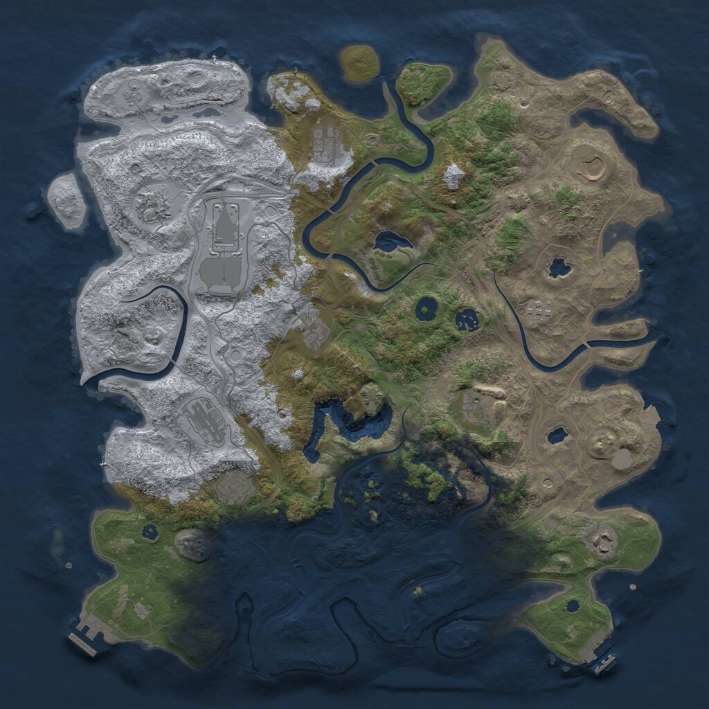 Rust Map: Procedural Map, Size: 4500, Seed: 384851464, 17 Monuments