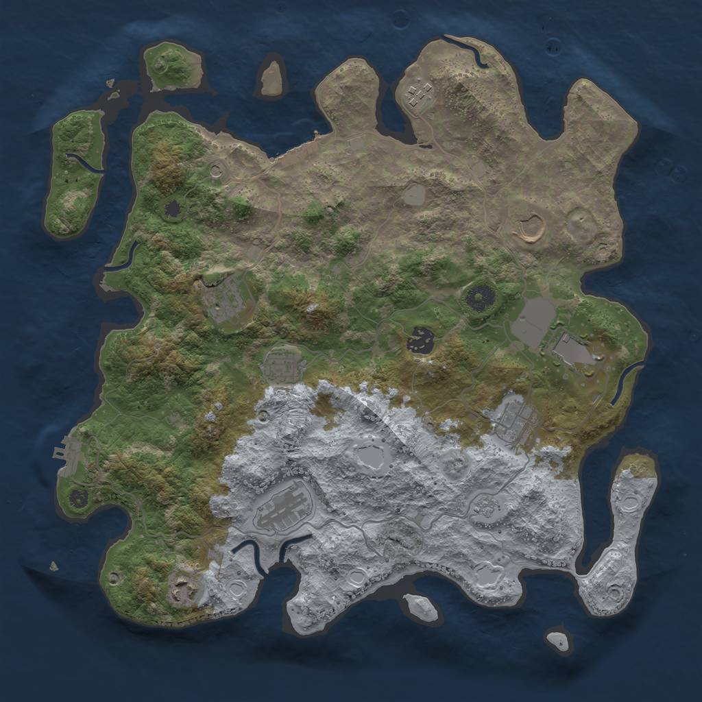 Rust Map: Procedural Map, Size: 3800, Seed: 794770, 16 Monuments