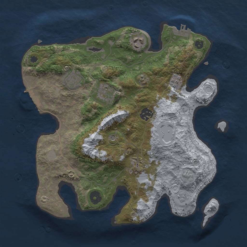 Rust Map: Procedural Map, Size: 3000, Seed: 1623323, 13 Monuments