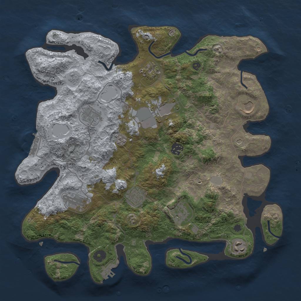Rust Map: Procedural Map, Size: 3700, Seed: 401985009, 17 Monuments