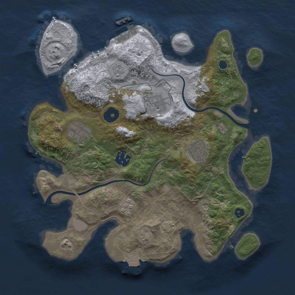 Rust Map: Procedural Map, Size: 3000, Seed: 83024036, 10 Monuments