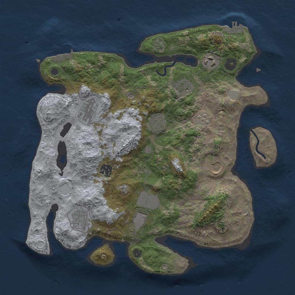 Rust Map: Procedural Map, Size: 3600, Seed: 699971, 16 Monuments