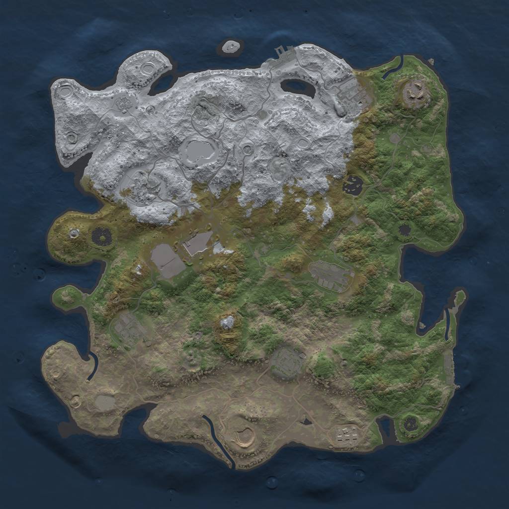 Rust Map: Procedural Map, Size: 3800, Seed: 558953, 17 Monuments