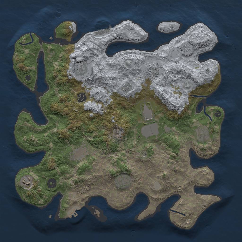 Rust Map: Procedural Map, Size: 3700, Seed: 255667, 16 Monuments