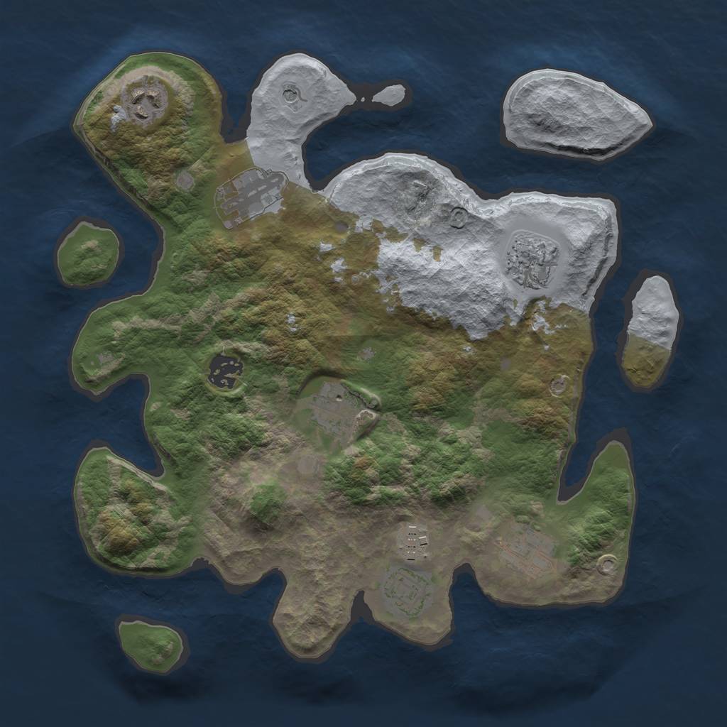 Rust Map: Barren, Size: 3200, Seed: 2057, 11 Monuments
