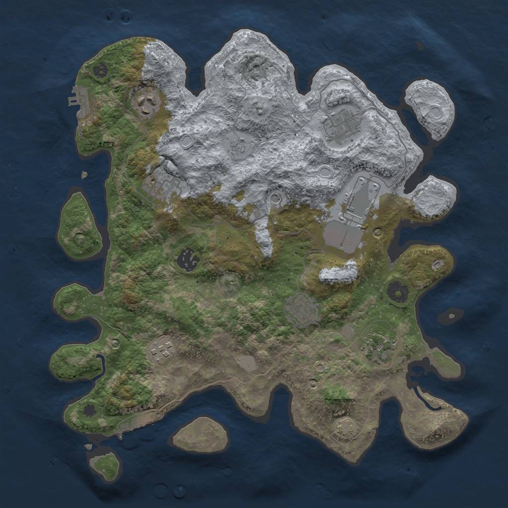 Rust Map: Procedural Map, Size: 3500, Seed: 844074045, 16 Monuments