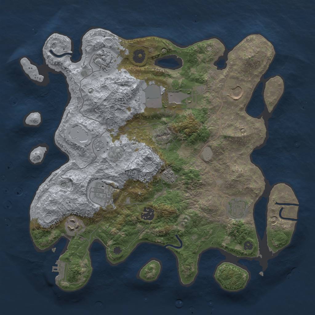 Rust Map: Procedural Map, Size: 3500, Seed: 9651465, 14 Monuments