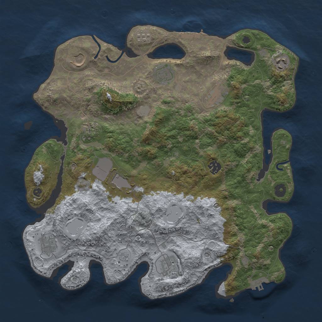 Rust Map: Procedural Map, Size: 3800, Seed: 639834, 17 Monuments