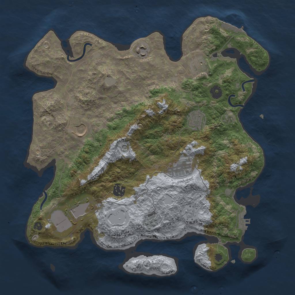 Rust Map: Procedural Map, Size: 3500, Seed: 744520726, 15 Monuments