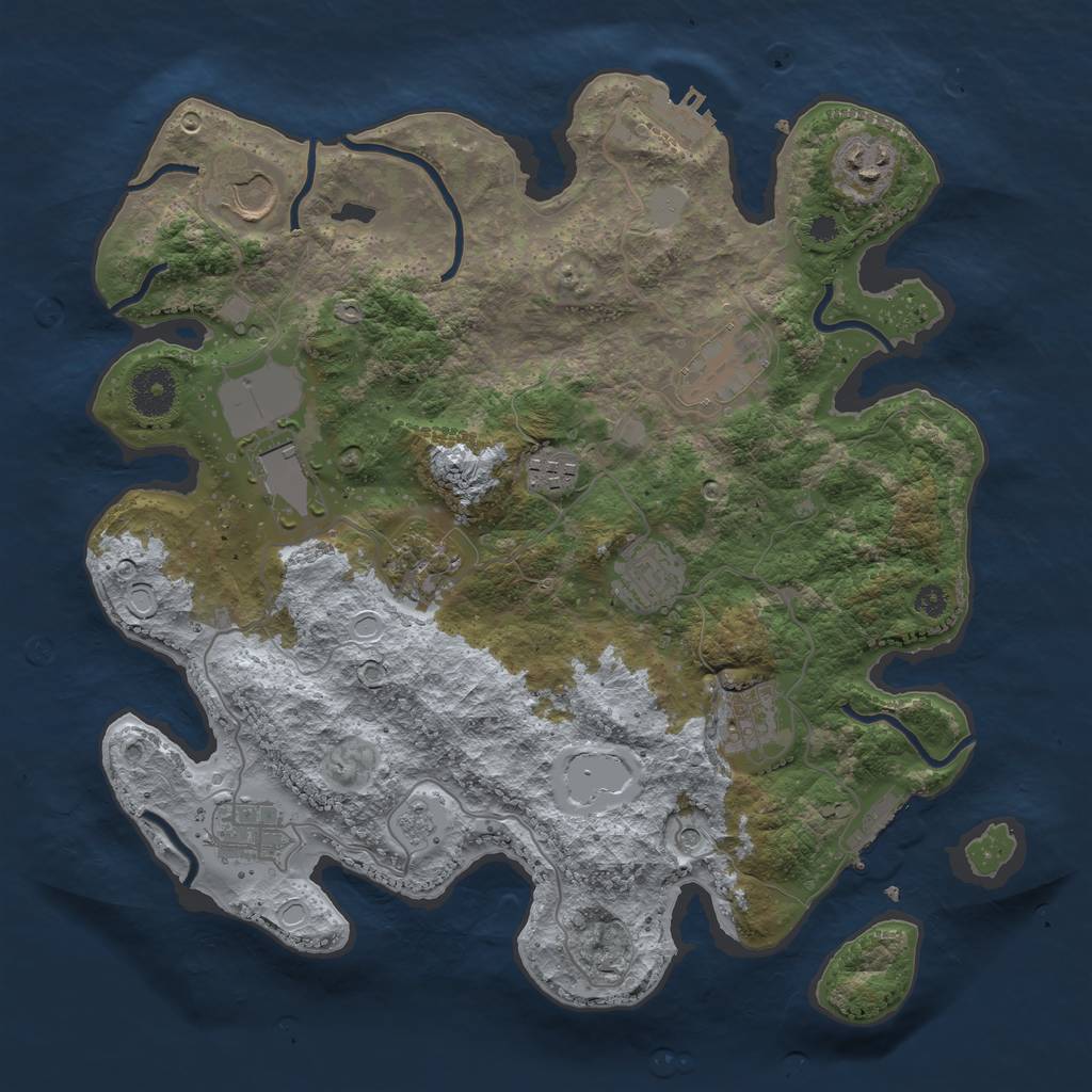 Rust Map: Procedural Map, Size: 3500, Seed: 470225066, 16 Monuments