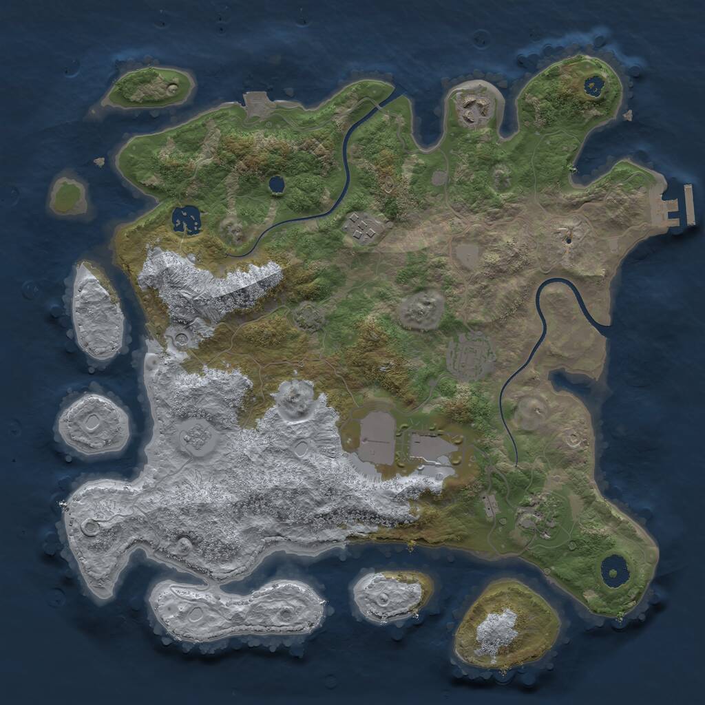 Rust Map: Procedural Map, Size: 3500, Seed: 119868202, 11 Monuments