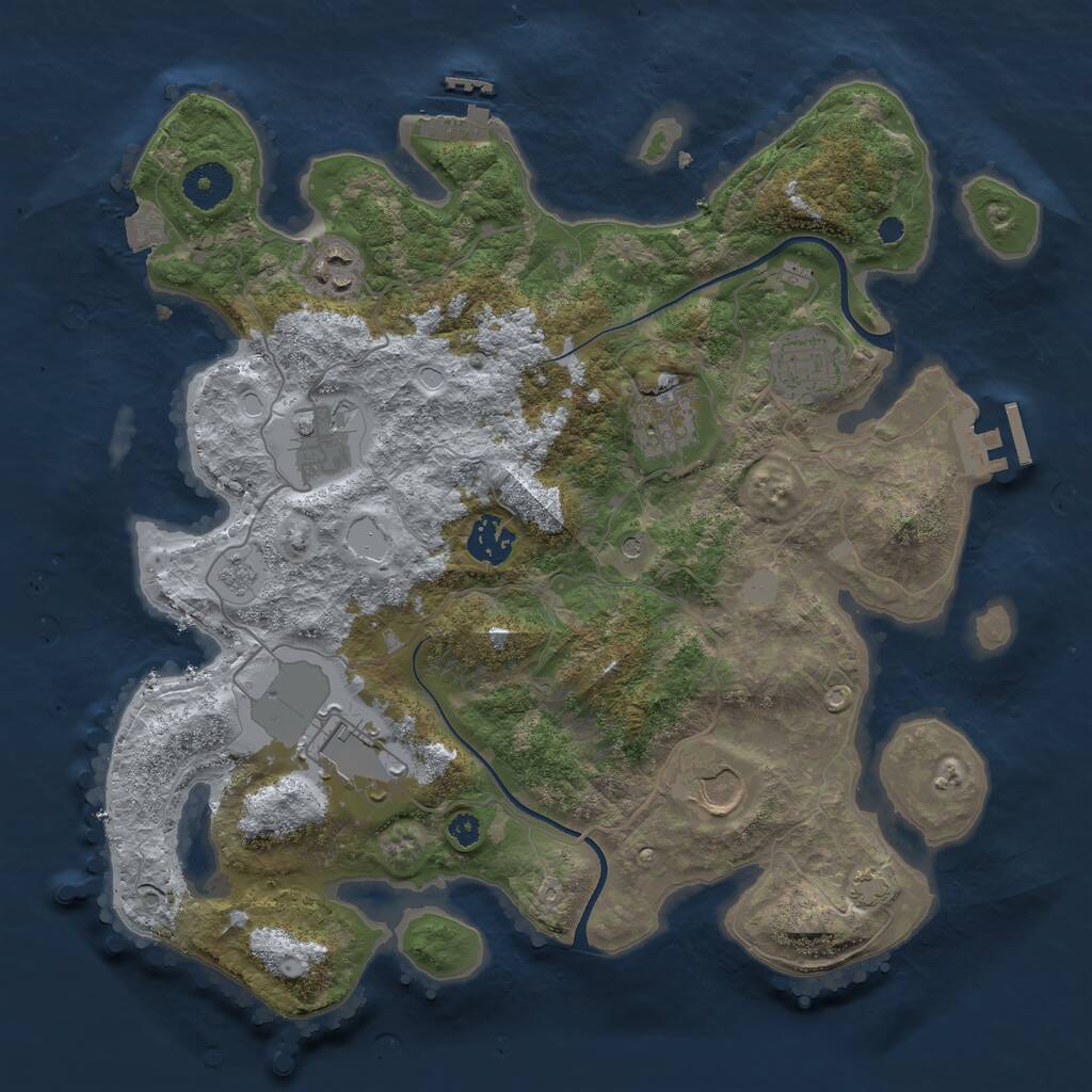 Rust Map: Procedural Map, Size: 3500, Seed: 7960774, 13 Monuments