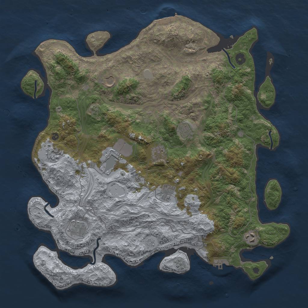 Rust Map: Procedural Map, Size: 4250, Seed: 281419328, 16 Monuments