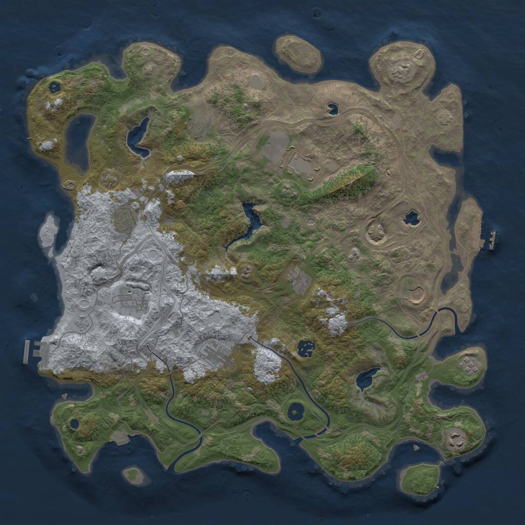 Rust Map: Procedural Map, Size: 4500, Seed: 812636596, 16 Monuments