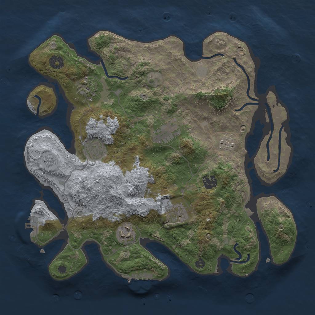 Rust Map: Procedural Map, Size: 3300, Seed: 876709691, 14 Monuments