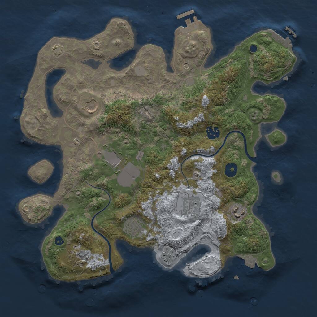 Rust Map: Procedural Map, Size: 3500, Seed: 1374525095, 13 Monuments