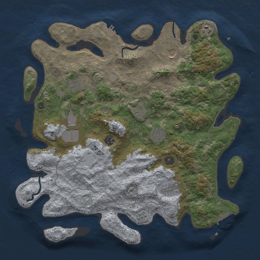 Rust Map: Procedural Map, Size: 4000, Seed: 2095740627, 16 Monuments