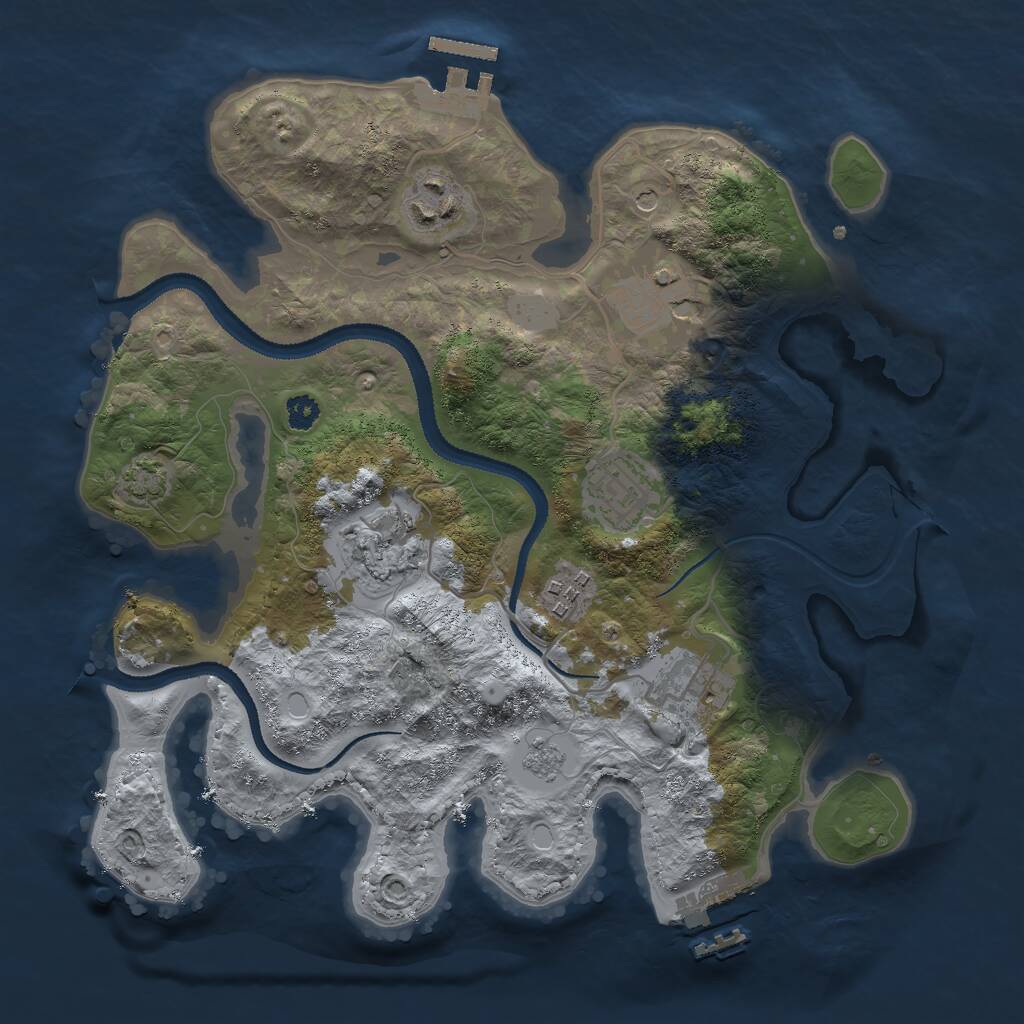 Rust Map: Procedural Map, Size: 3000, Seed: 2146985242, 12 Monuments