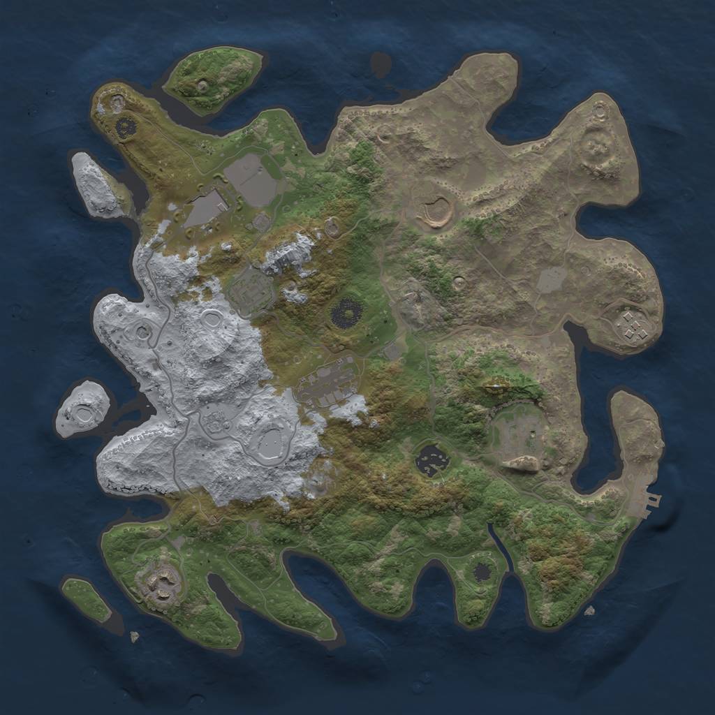Rust Map: Procedural Map, Size: 3500, Seed: 233983971, 14 Monuments