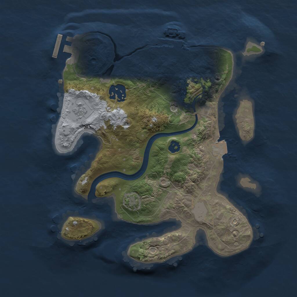 Rust Map: Procedural Map, Size: 2500, Seed: 844109723, 7 Monuments