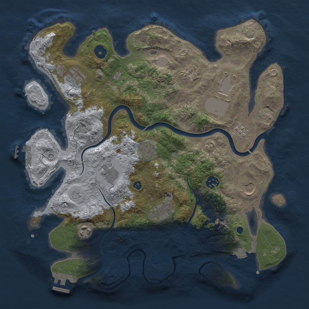 Rust Map: Procedural Map, Size: 3666, Seed: 112524, 16 Monuments