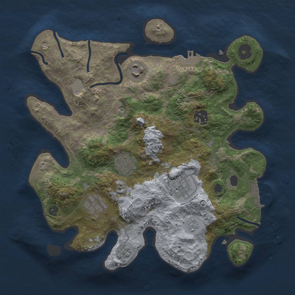 Rust Map: Procedural Map, Size: 3000, Seed: 645012836, 13 Monuments