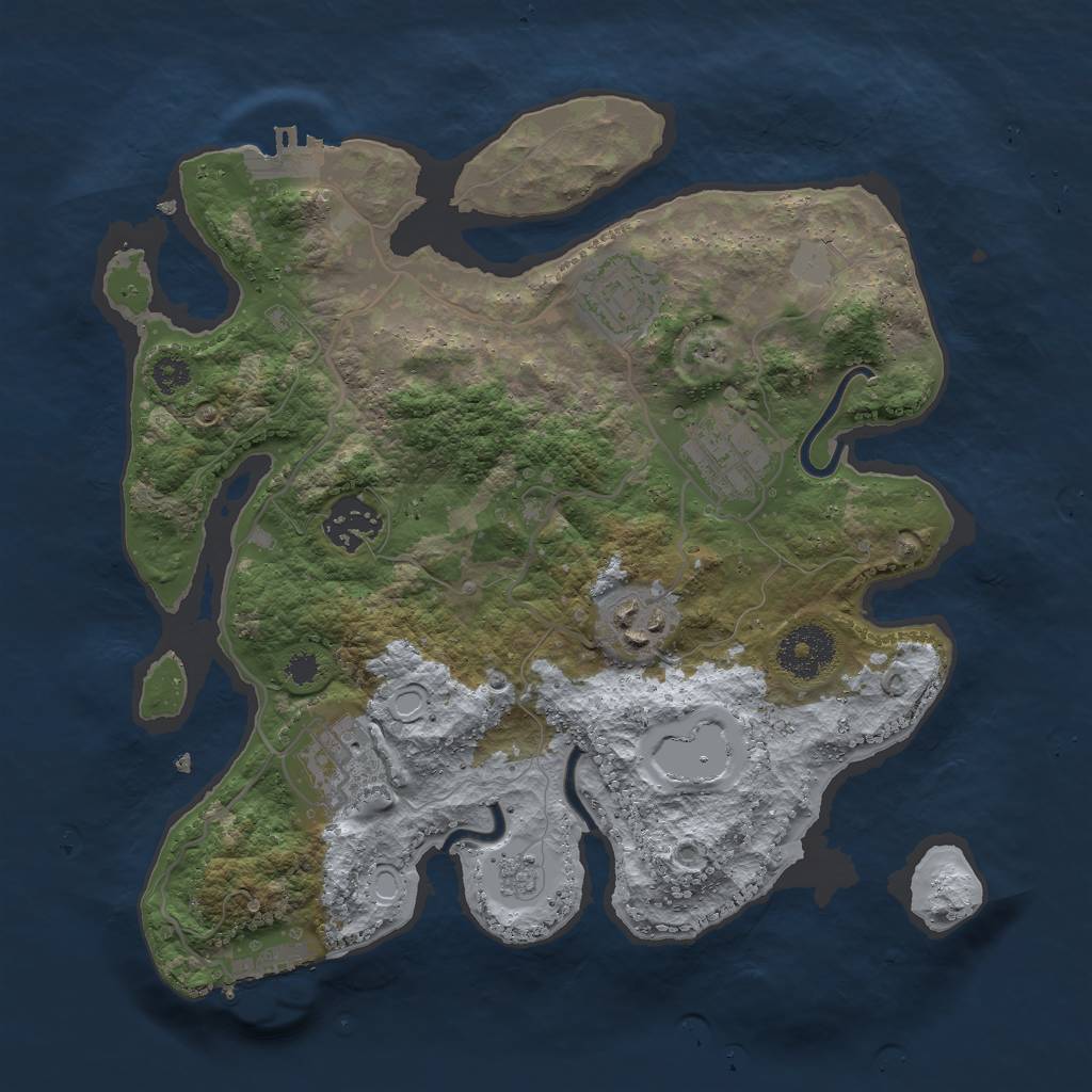 Rust Map: Procedural Map, Size: 3000, Seed: 2454678, 11 Monuments