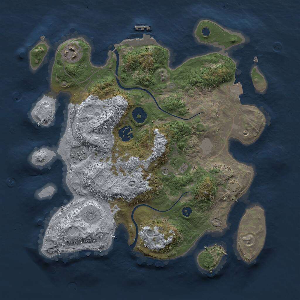Rust Map: Procedural Map, Size: 3000, Seed: 81542877, 8 Monuments