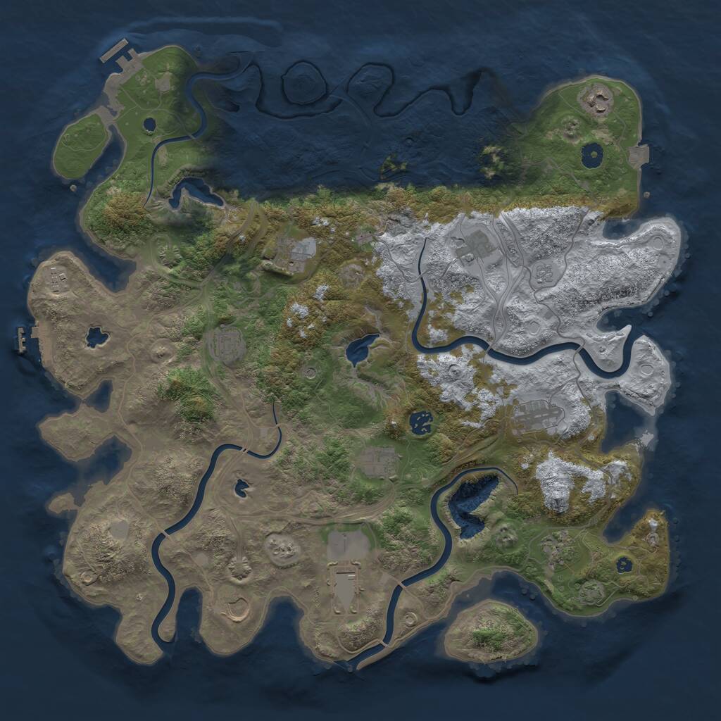 Rust Map: Procedural Map, Size: 4500, Seed: 176100971, 17 Monuments