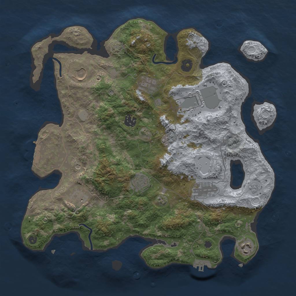 Rust Map: Procedural Map, Size: 3600, Seed: 496648935, 17 Monuments