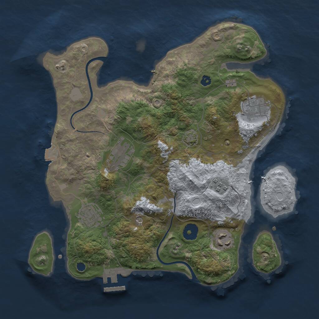 Rust Map: Procedural Map, Size: 3000, Seed: 2454688, 9 Monuments