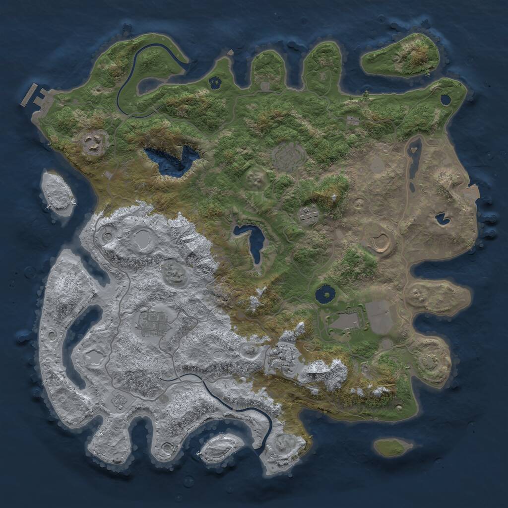 Rust Map: Procedural Map, Size: 4000, Seed: 107081260, 12 Monuments