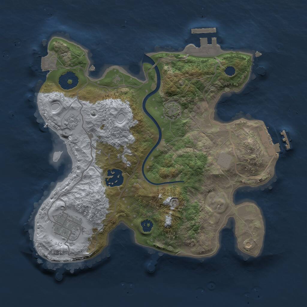 Rust Map: Procedural Map, Size: 2500, Seed: 2400, 7 Monuments