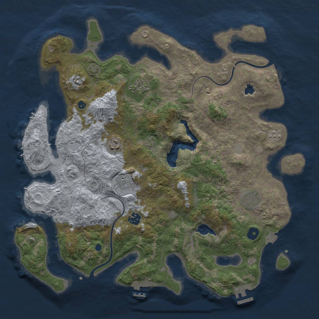 Rust Map: Procedural Map, Size: 4000, Seed: 407850846, 12 Monuments