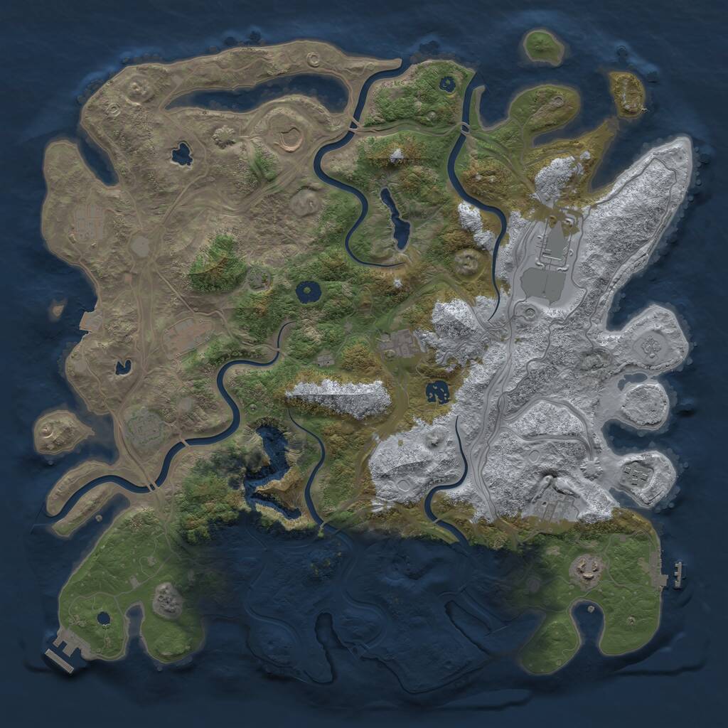 Rust Map: Procedural Map, Size: 4500, Seed: 281945479, 16 Monuments