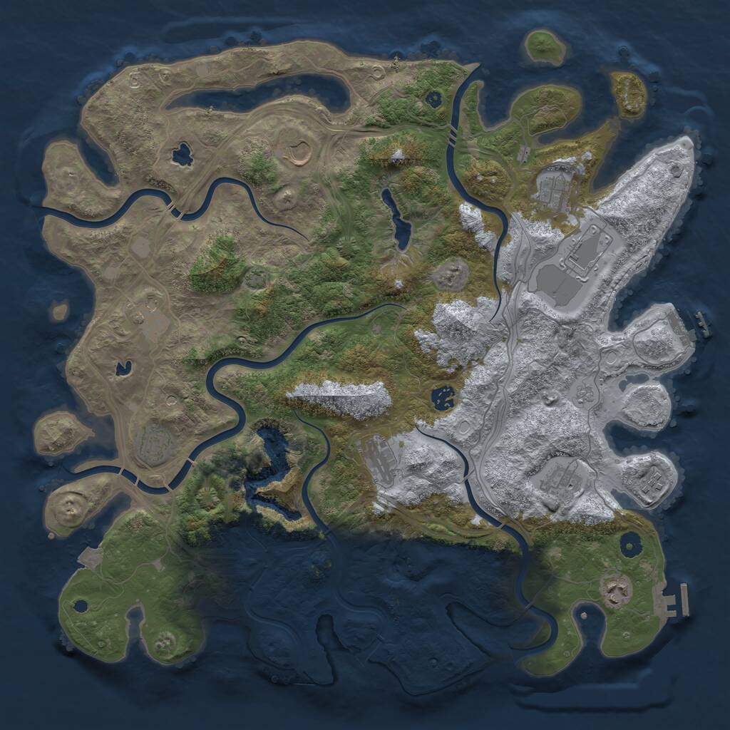 Rust Map: Procedural Map, Size: 4500, Seed: 281945479, 16 Monuments