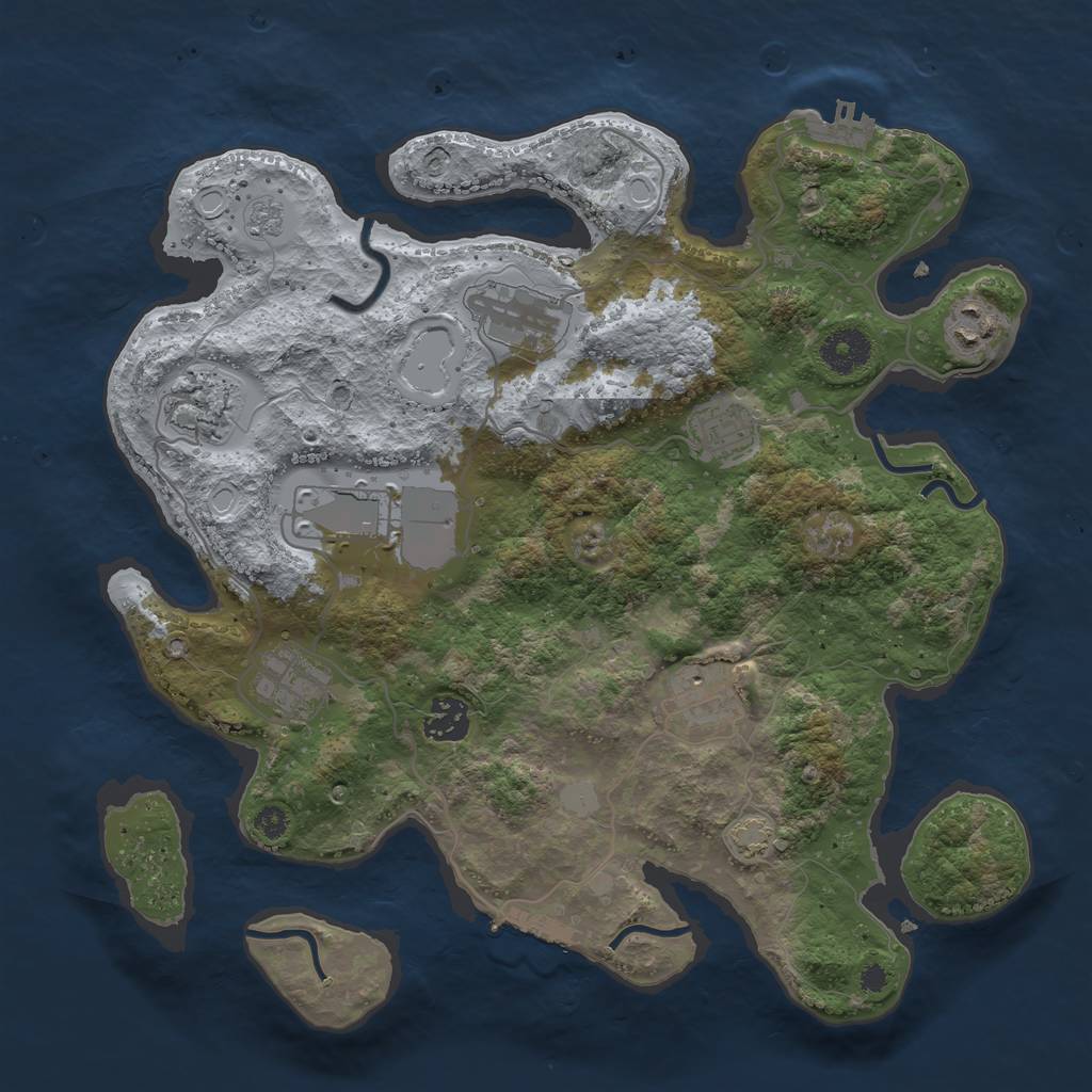 Rust Map: Procedural Map, Size: 3500, Seed: 460666768, 15 Monuments