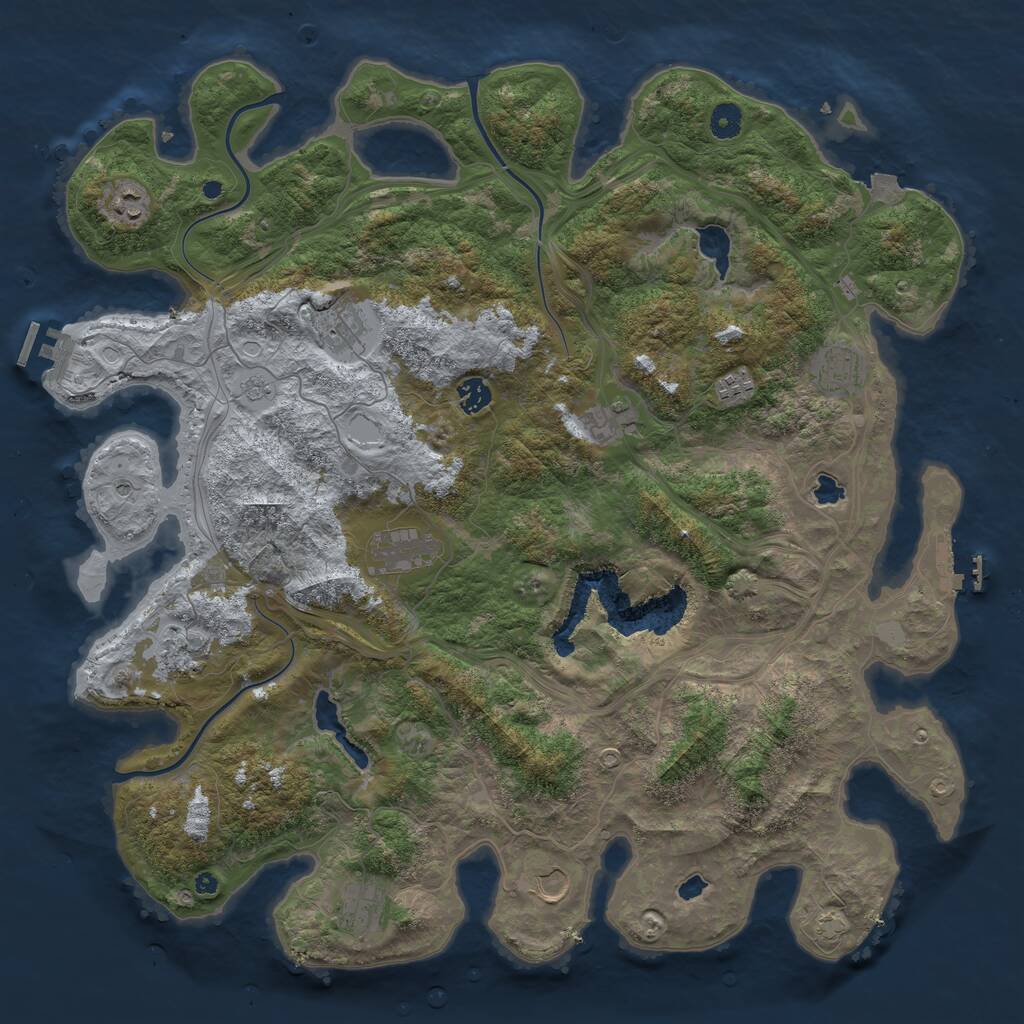 Rust Map: Procedural Map, Size: 4500, Seed: 1290537915, 16 Monuments