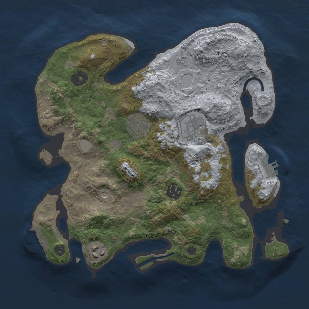 Rust Map: Procedural Map, Size: 3000, Seed: 1223550700, 11 Monuments