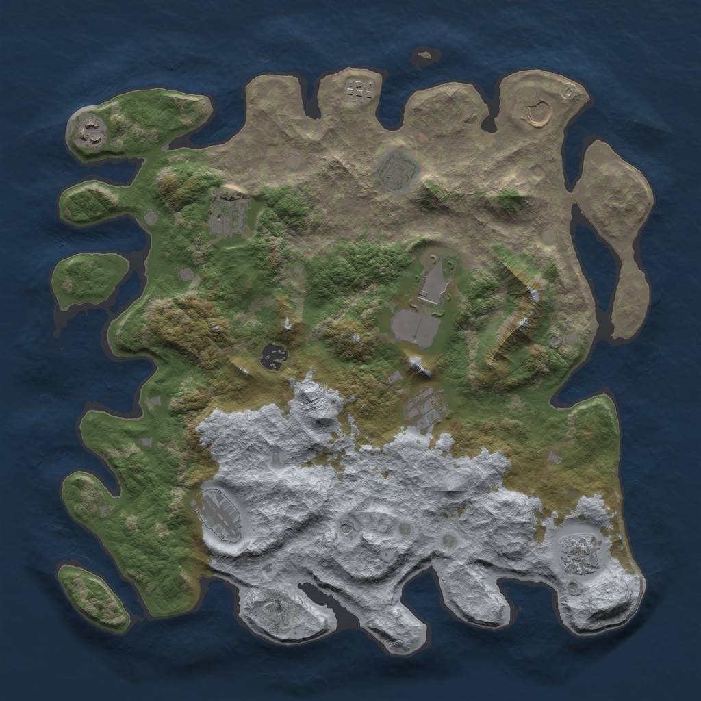 Rust Map: Barren, Size: 4000, Seed: 4242512, 13 Monuments
