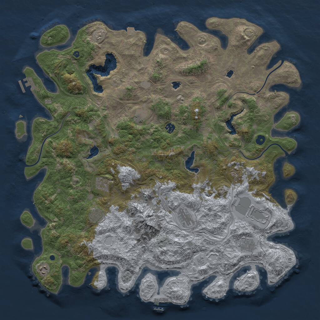 Rust Map: Procedural Map, Size: 5000, Seed: 1032986542, 16 Monuments