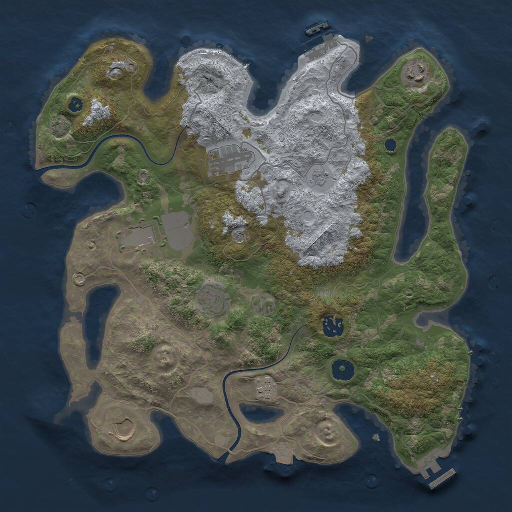 Rust Map: Procedural Map, Size: 3500, Seed: 56598651, 13 Monuments