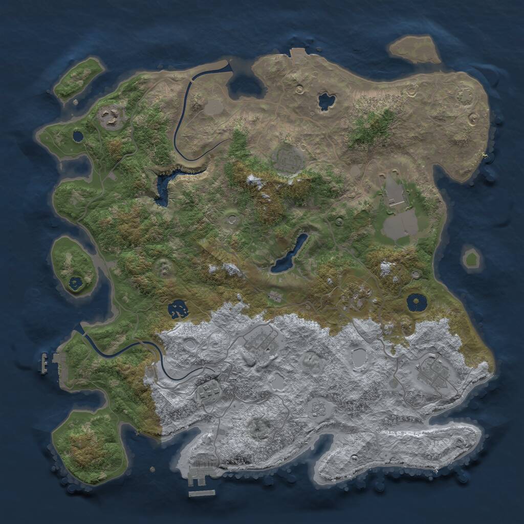 Rust Map: Procedural Map, Size: 4000, Seed: 1495295546, 14 Monuments