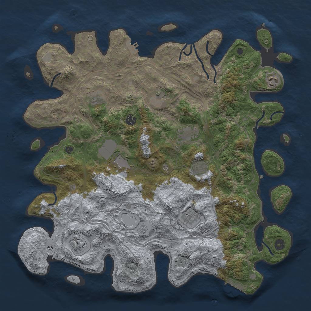 Rust Map: Procedural Map, Size: 4250, Seed: 1069326552, 17 Monuments