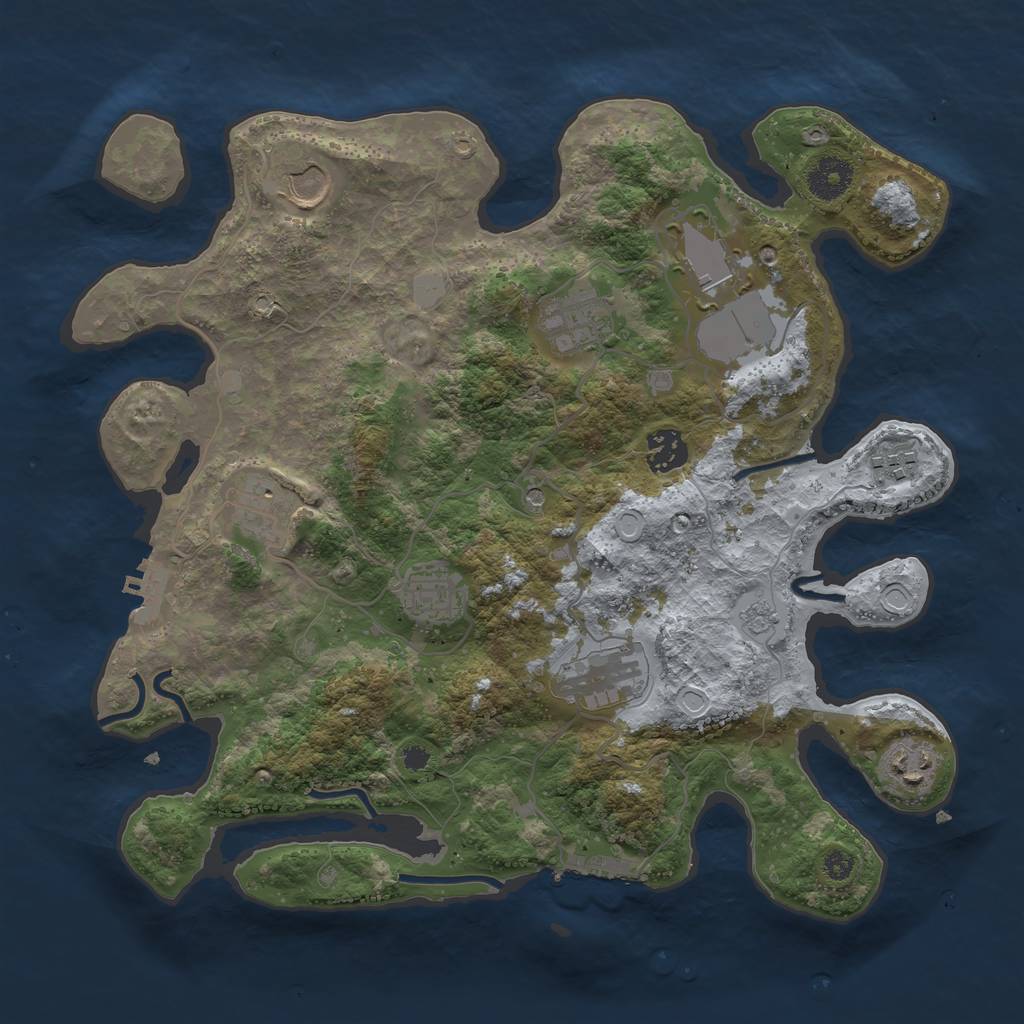 Rust Map: Procedural Map, Size: 3500, Seed: 45687, 16 Monuments